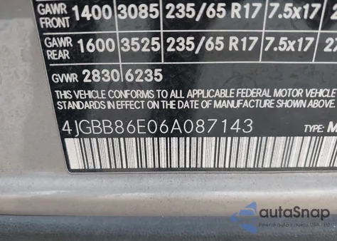 2006 Mercedes-Benz Ml 350 4Matic z USA, uszkodzony, nr VIN 4JGBB86E06A087143